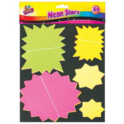 Assorted Neon Card Stars Pk50