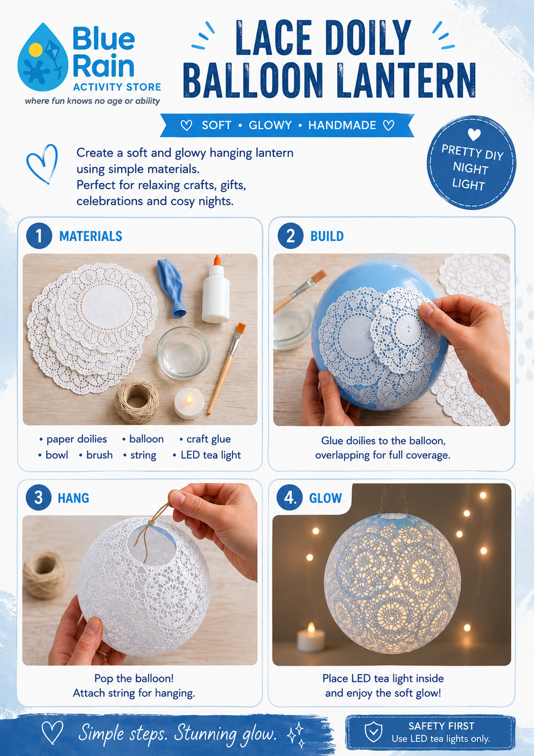 Lace Doily Balloon Lantern Craft Kit | Make 3 LED Lanterns