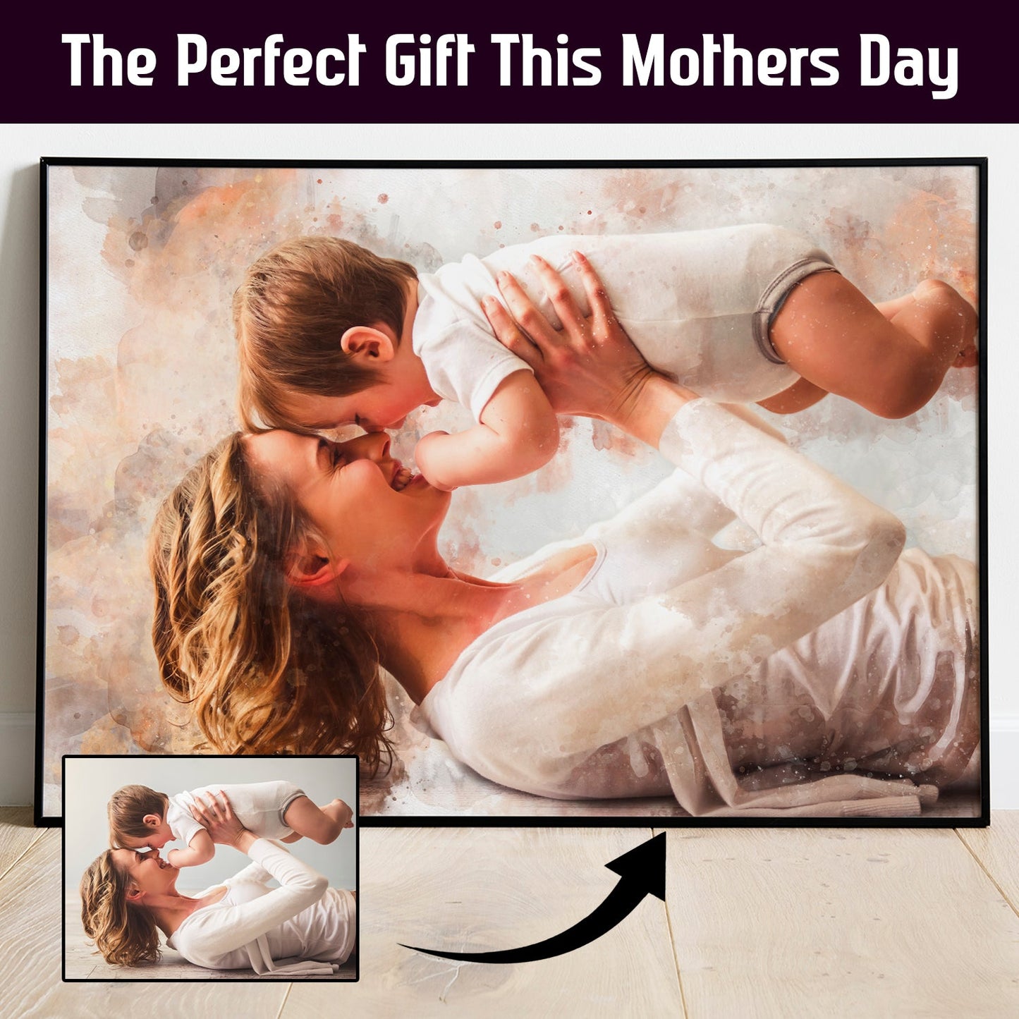 Mothers Day Personalised Watercolour Portrait