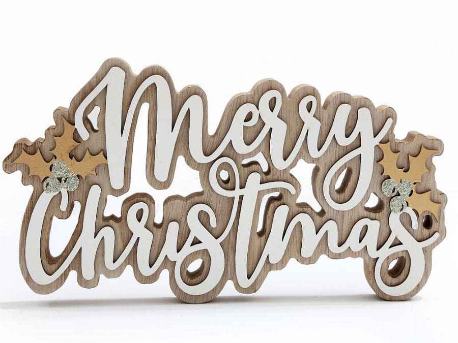 Wooden Merry Christmas Sign 30cm