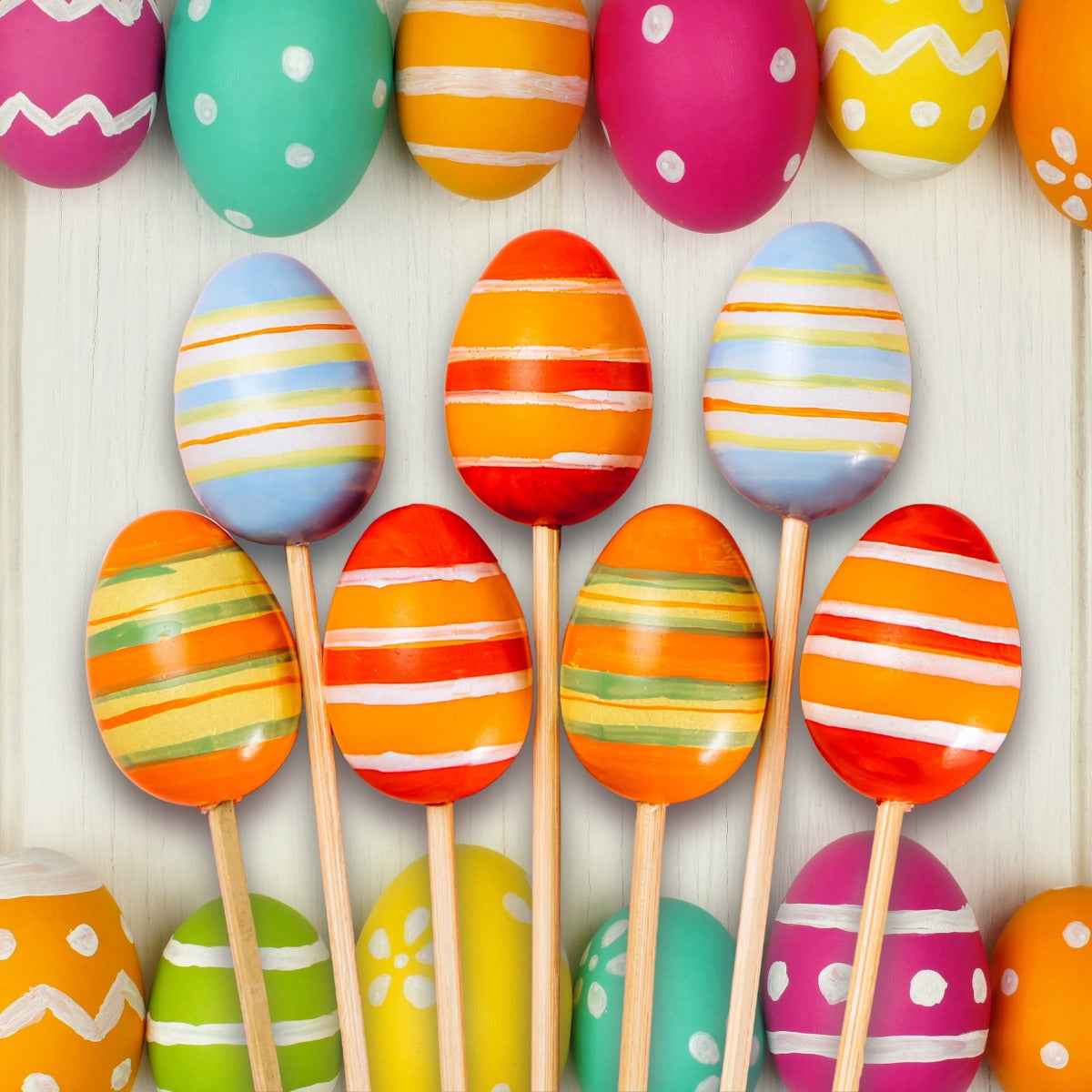 White Plastic Craft Eggs On Sticks 55mm 10 Pack Make Your Own Easter Eggs