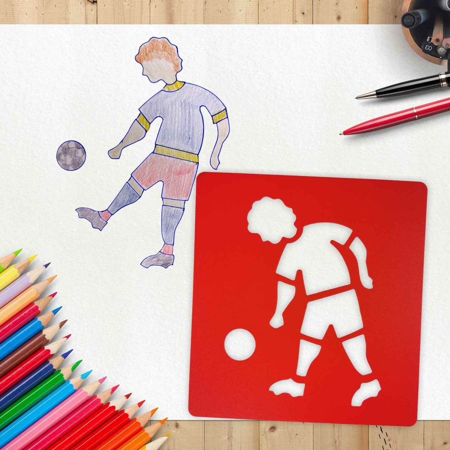 Reusable Large Sports Activity Art Stencils 6 Pieces Stencil Sets for Kids