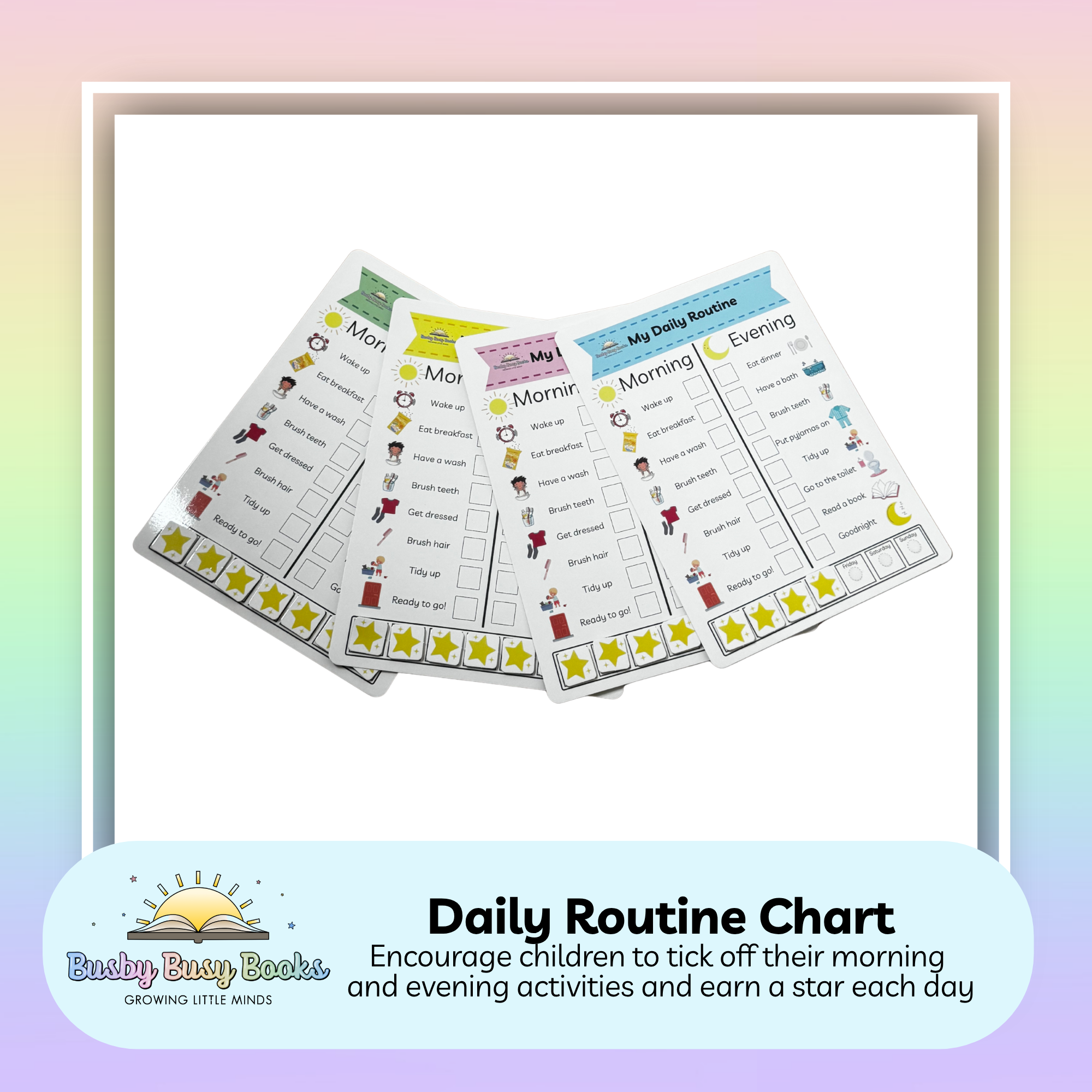 Daily Routine Chart – Reward and Track Tasks for Kids – Blue Rain ...