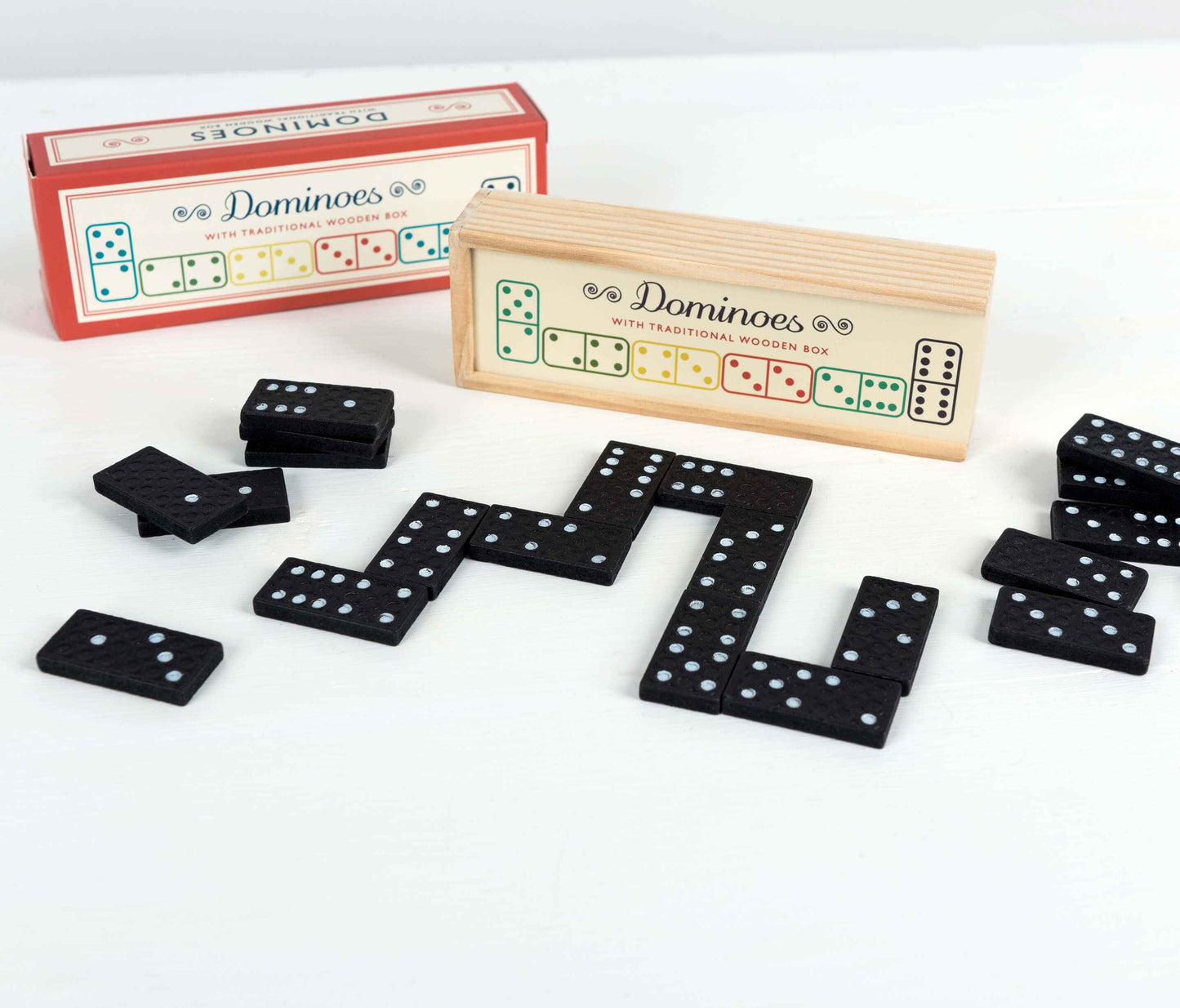 Wooden Box of Dominoes