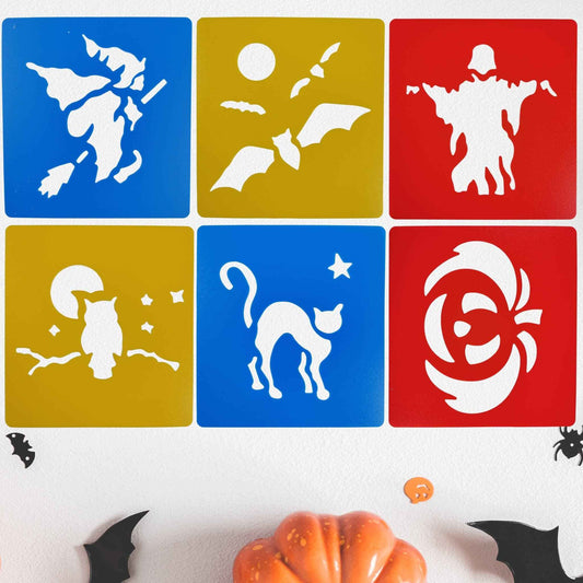 Reusable Large Halloween Art Stencils 6 Pieces Stencil Sets for Kids