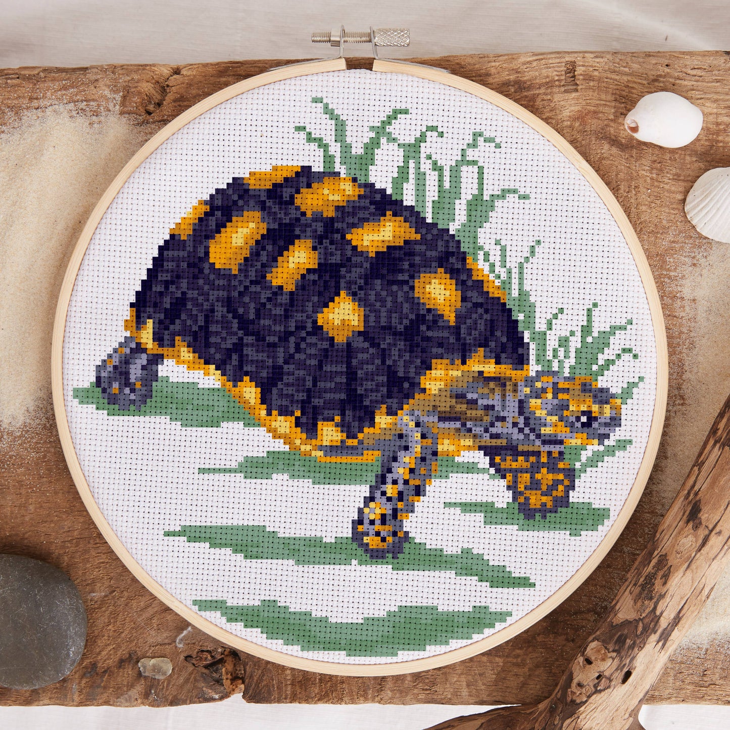 Natural History Museum Cross Stitch Kit, Tortoise, 14cm