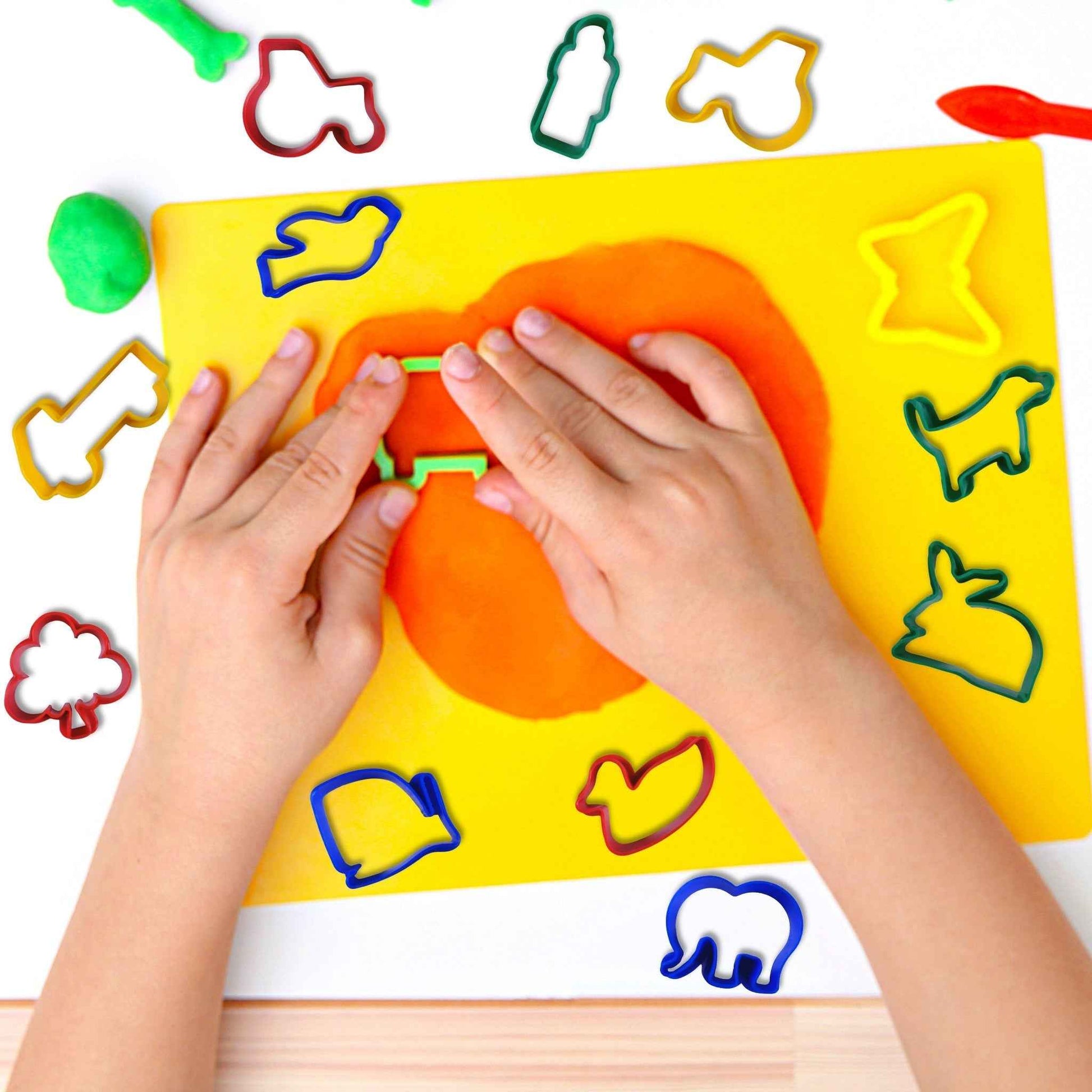 Assorted Coloured Plastic Dough Cutters Pack of 12 for Playdough & Baking