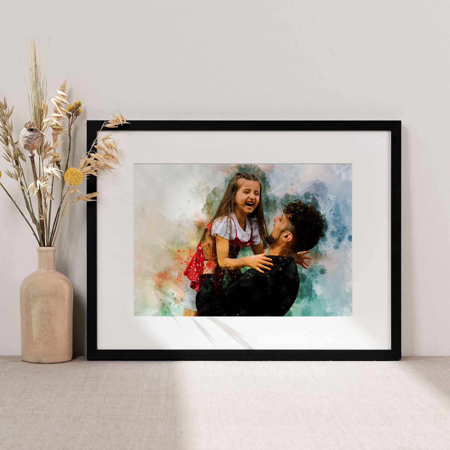 Fathers Day Personalised Watercolour Portrait