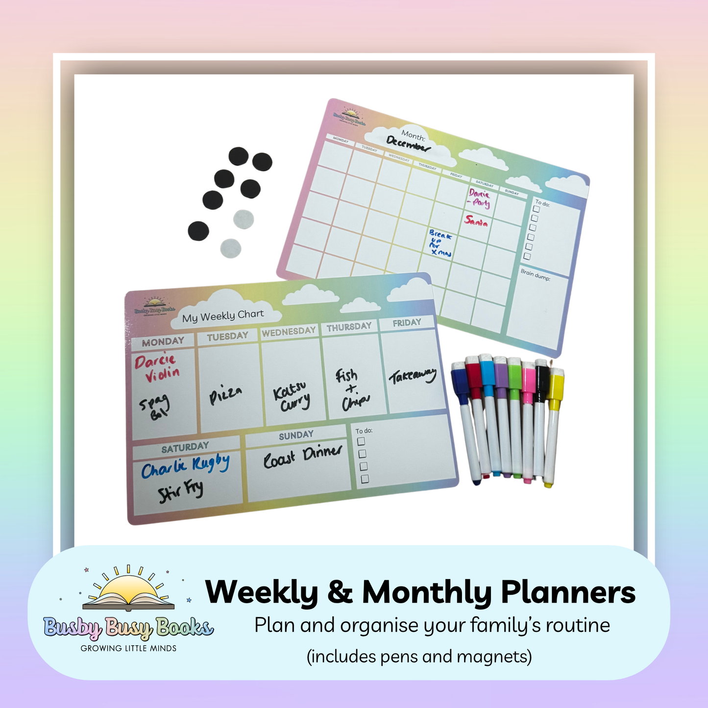 Weekly and Monthly Planner Organisation Chart