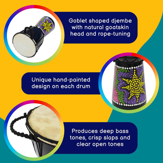 A-Star 5 inch Rope Tuned Painted Djembe