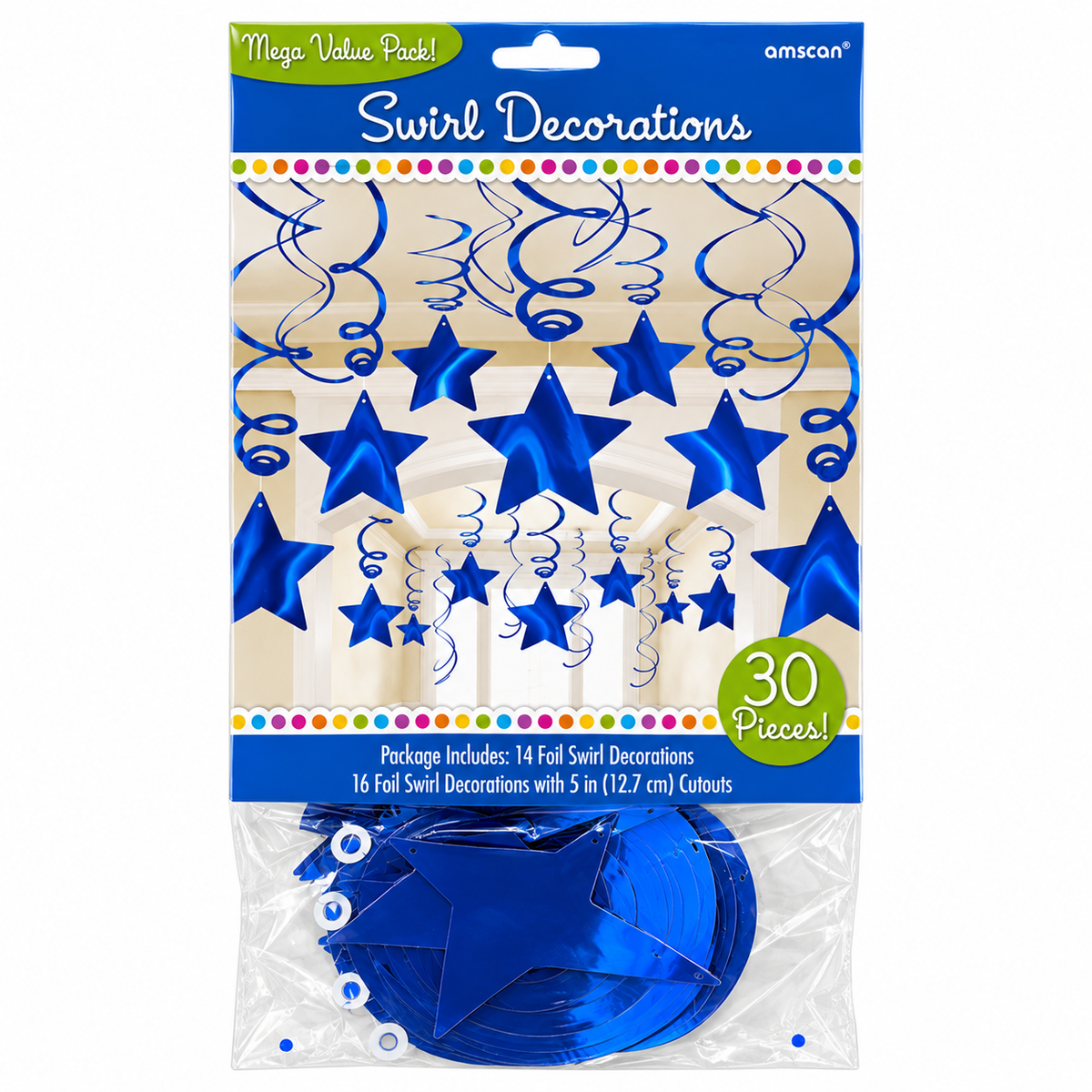 Hanging Swirling Star Ceiling Decorations - Various Colours