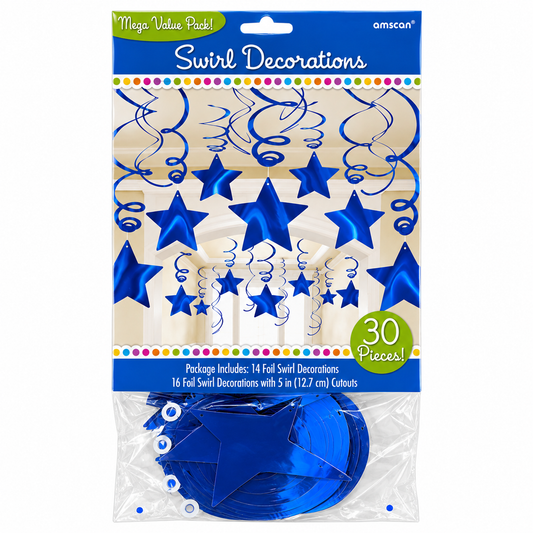 Hanging Swirling Star Ceiling Decorations - Various Colours