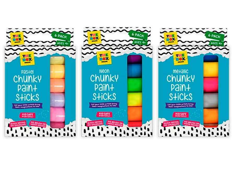 Paint Sticks Set - Chunky & Multicoloured | Pastel | Neon | Metallic