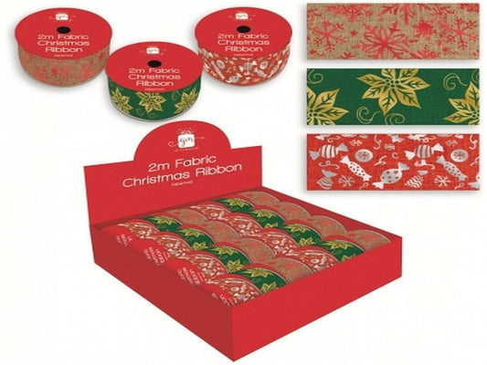 Christmas Fabric Ribbon 2m Wide