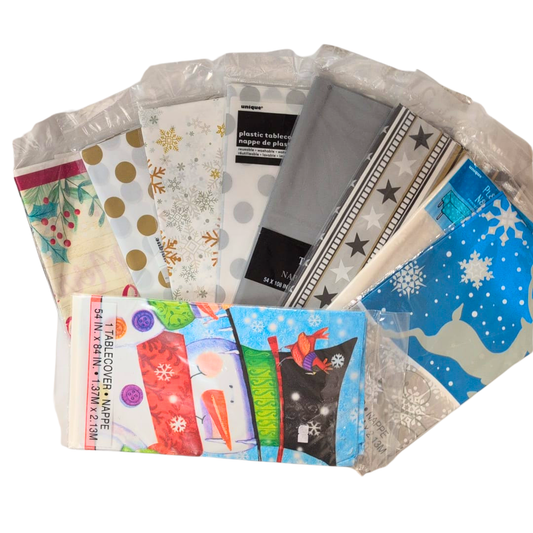 Disposable Christmas Table Cover Plastic - Various