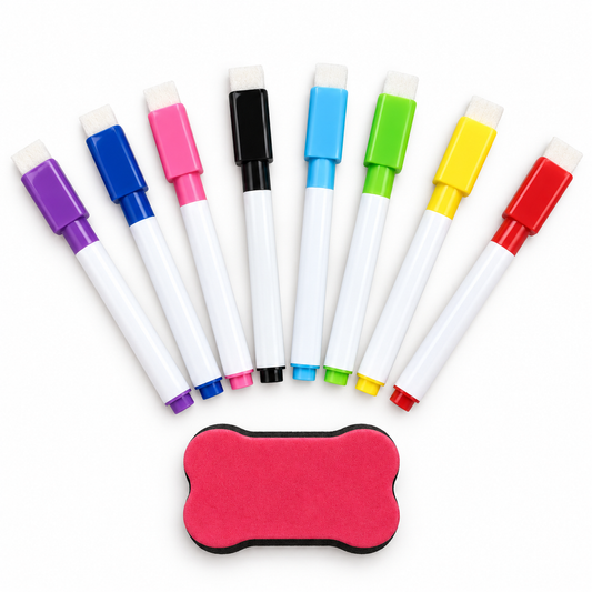Dry Erase Marker Pen Set with Erasers - 9 Piece