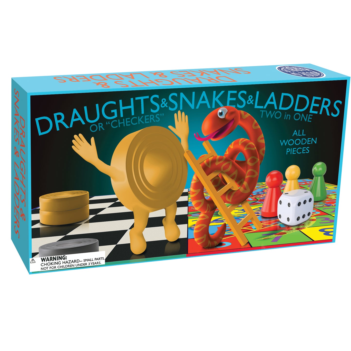 2in1 Draughts & Snakes and Ladders Board Game