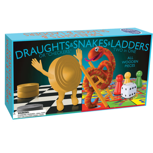 2in1 Draughts & Snakes and Ladders Board Game