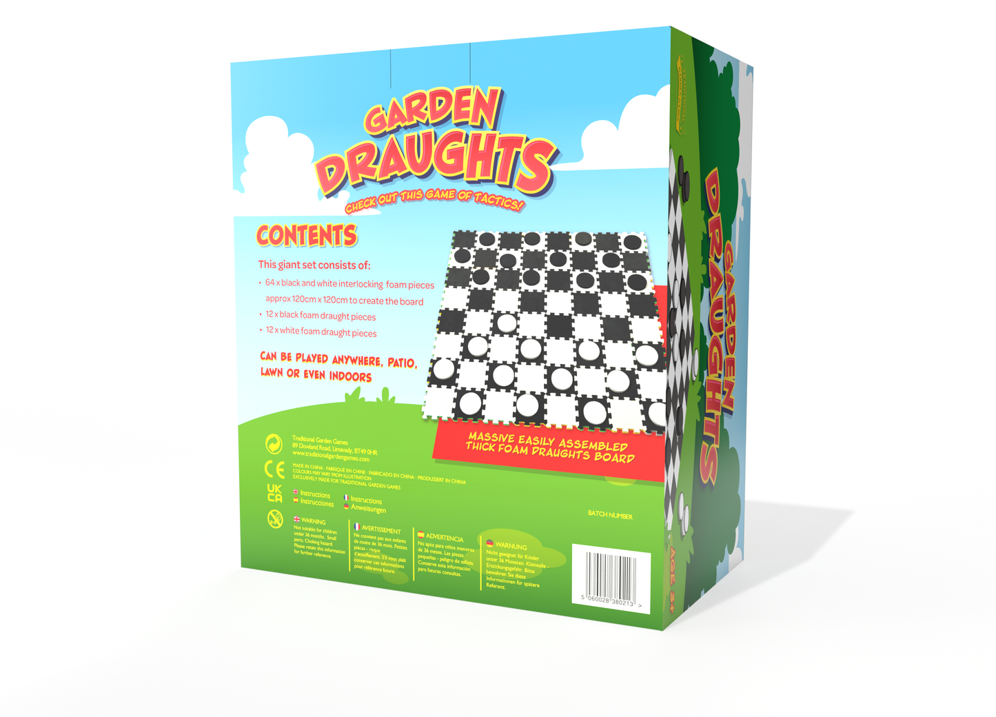 Traditional Garden Games Giant Garden Draughts – Indoor & Outdoor Family Game