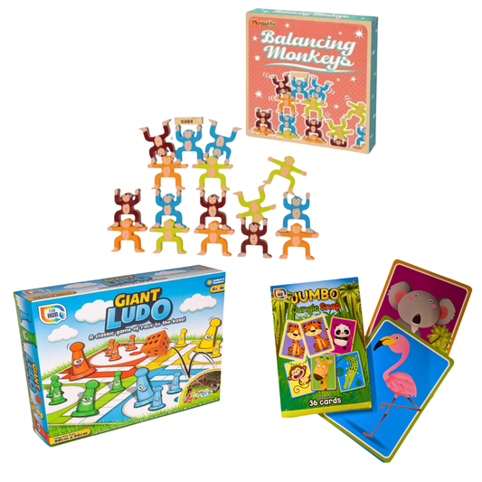 Family Fun Games Set | Balancing Monkeys | Giant Ludo | Jumbo Jungle Snap Game