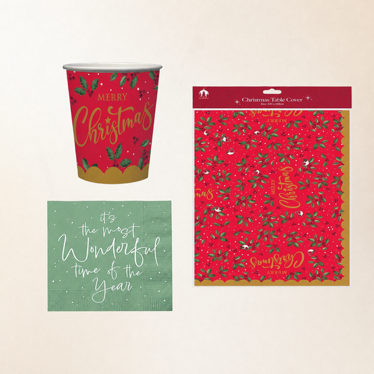 Christmas Table Pack for 16 – Festive Tableware Made Easy