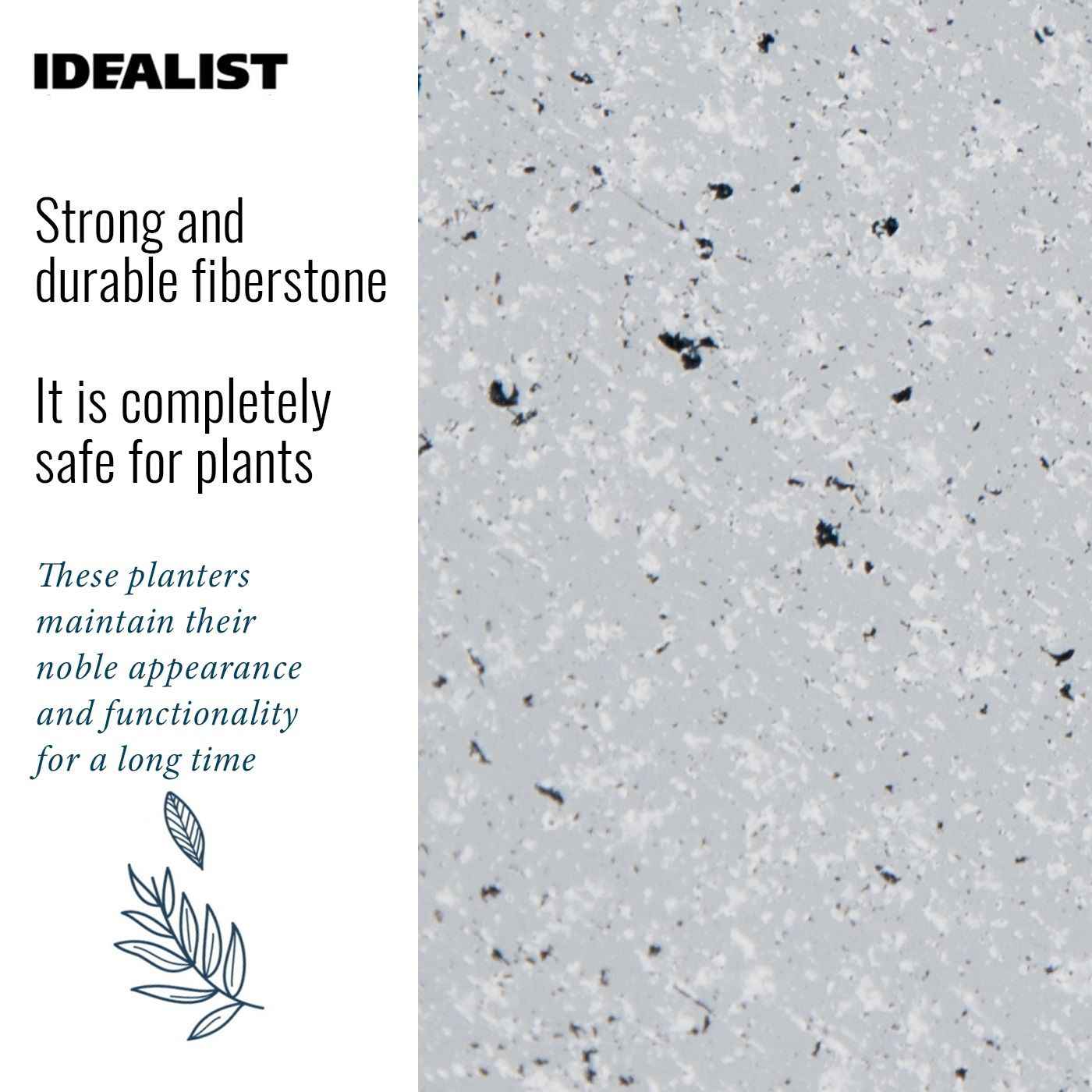 IDEALIST Lite Contemporary Flower Box Square Garden Planter, Light Concrete Outdoor Large Plant Pot H30 L30 W30 cm, 28L