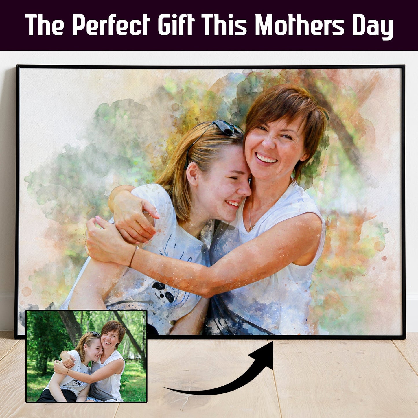 Mothers Day Personalised Watercolour Portrait