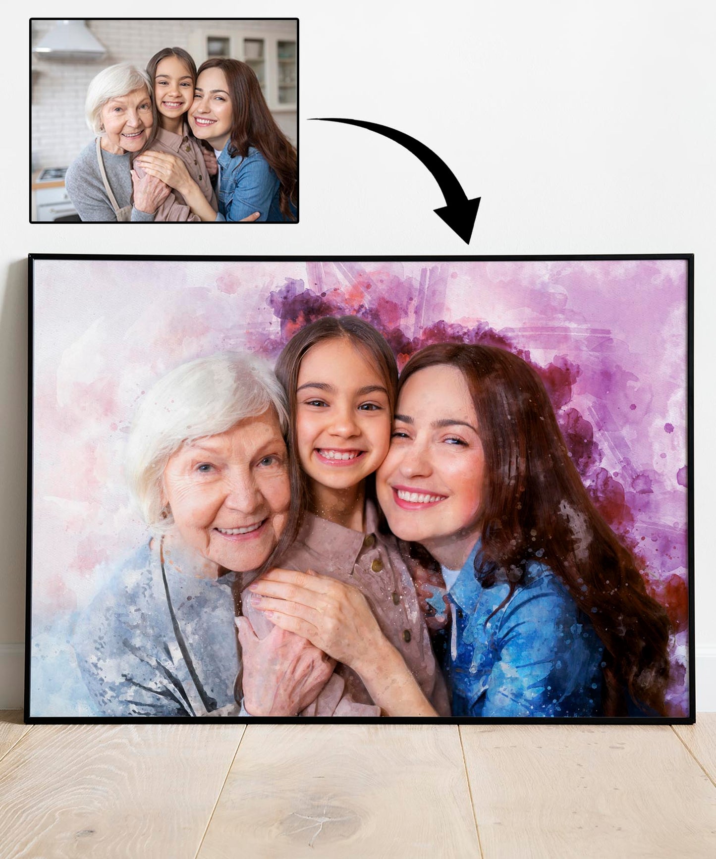 Mothers Day Personalised Watercolour Portrait