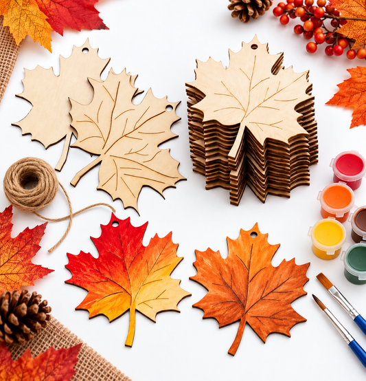 Wooden Maple Leaf Garland - Paint Yourself