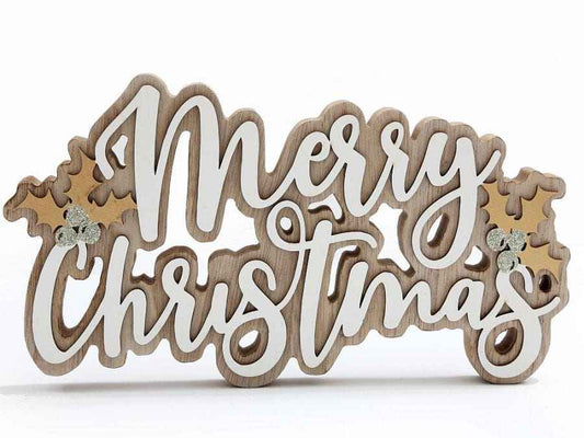 Wooden Merry Christmas Sign 30cm