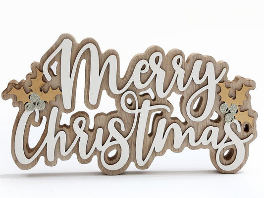 Wooden Merry Christmas Sign 30cm