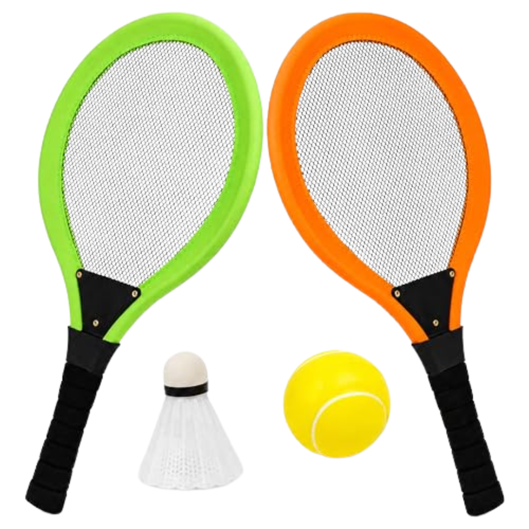 Mesh Tennis Set 45cm with Soft Ball and Shuttlecock