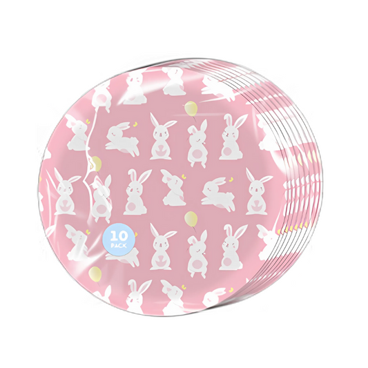 Pink Easter Bunny Party Plates - Disposable