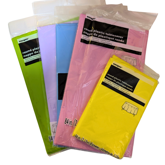 Plastic Round Table Covers - Various Pastel Shades