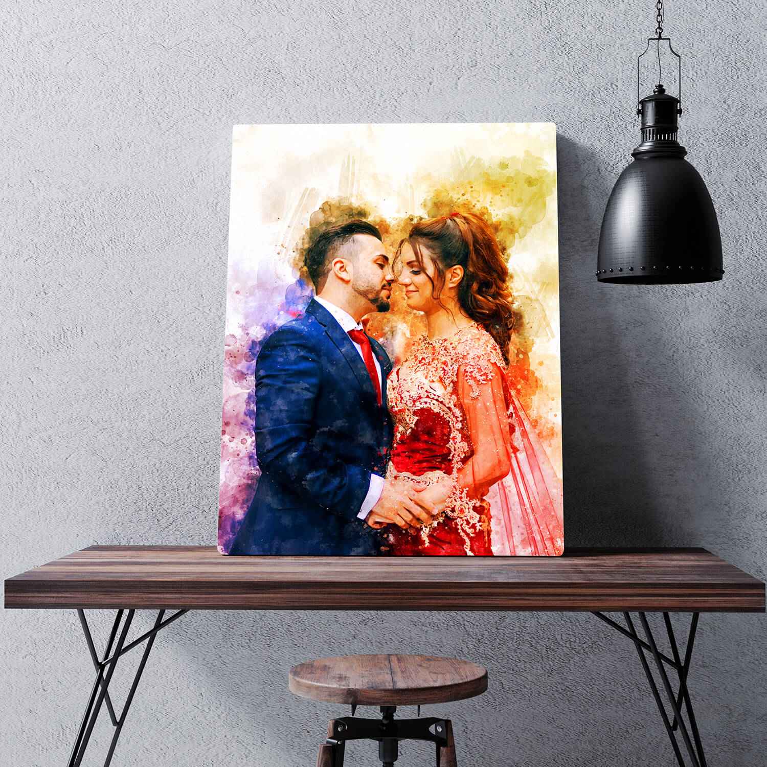 Valentine's Day Personalised Watercolour Portrait