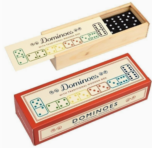 Wooden Box of Dominoes