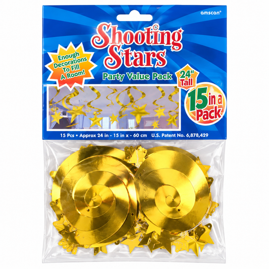 Foil Shooting Star Hanging Decorations 15Pk