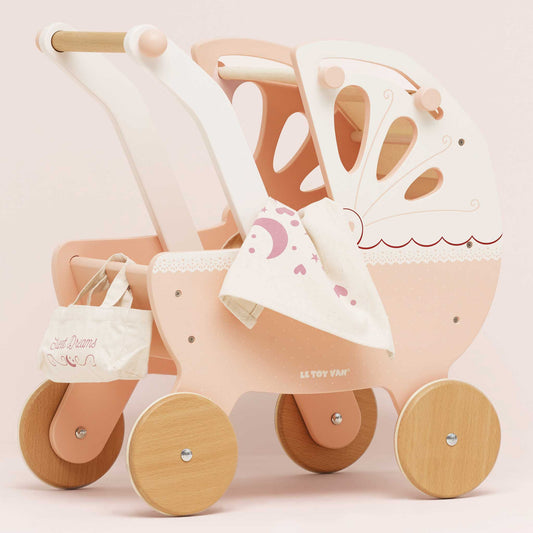 Retro Wooden Doll Pram