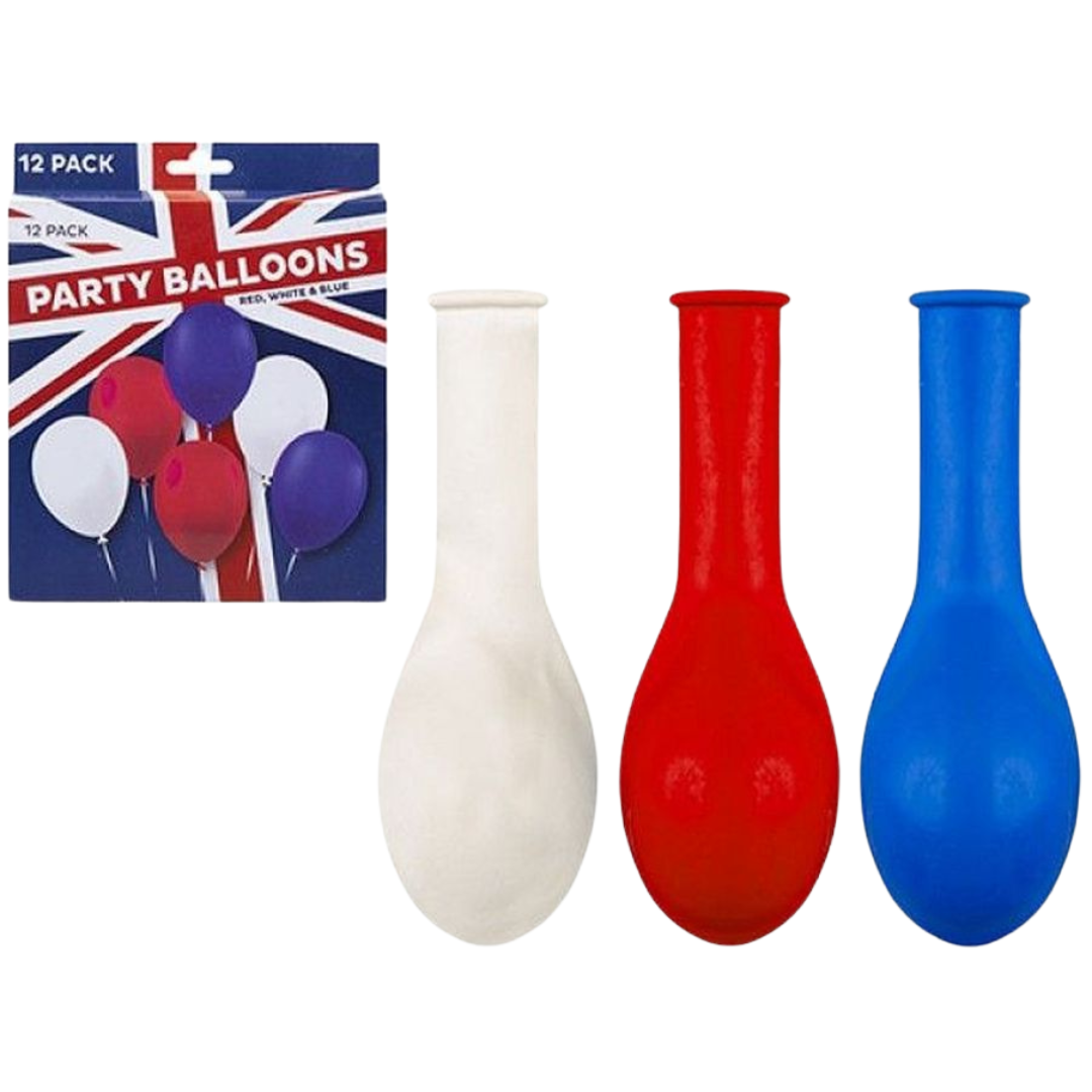 Red, White & Blue Union Jack Balloons Pk12