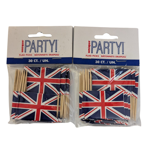 Union Jack Mini Flags Cake Toppers