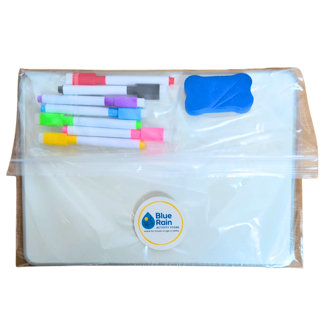 Erasable Whiteboard Set, Eraser & 8 Piece Pen Set A4