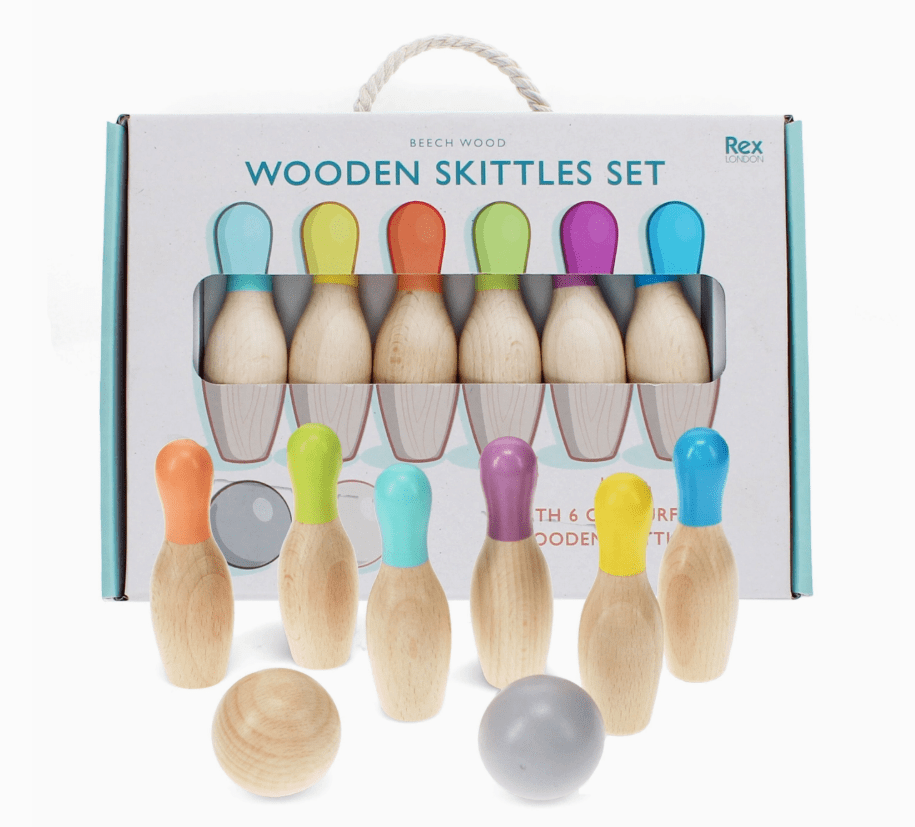 Tabletop Wooden Skittles Set - Blue Rain Activity Store