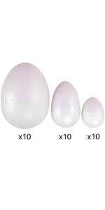 White Polystyrene Eggs Mix Sizes Pack of 30