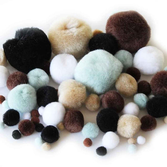 Assorted size & colour Animal Pom Poms