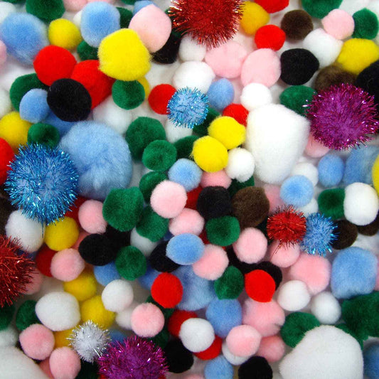 Pom Pom Value Pack Assorted Styles, Colours, & Sizes