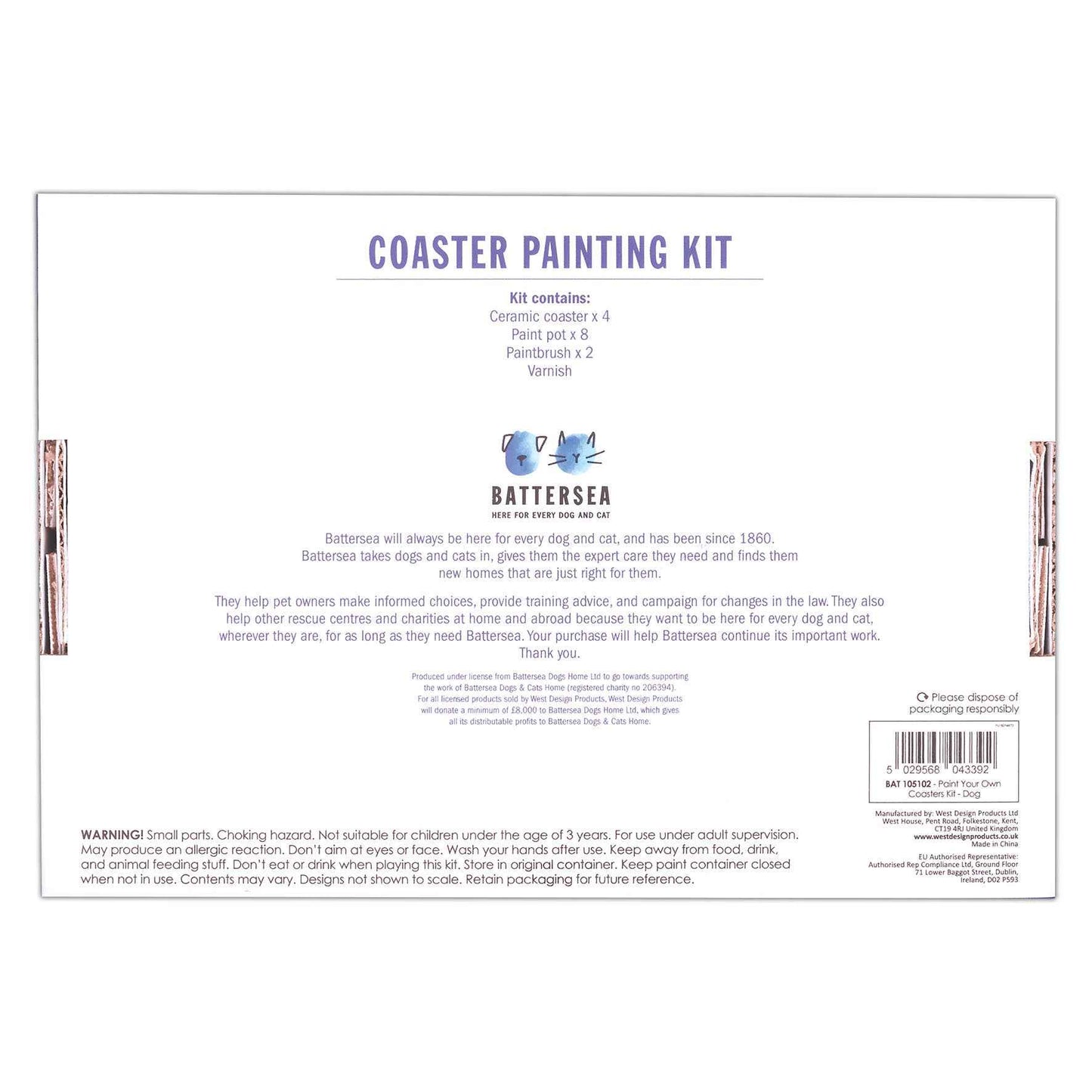 Battersea Paint Your Own Coaster Kit Dog, Painting Craft