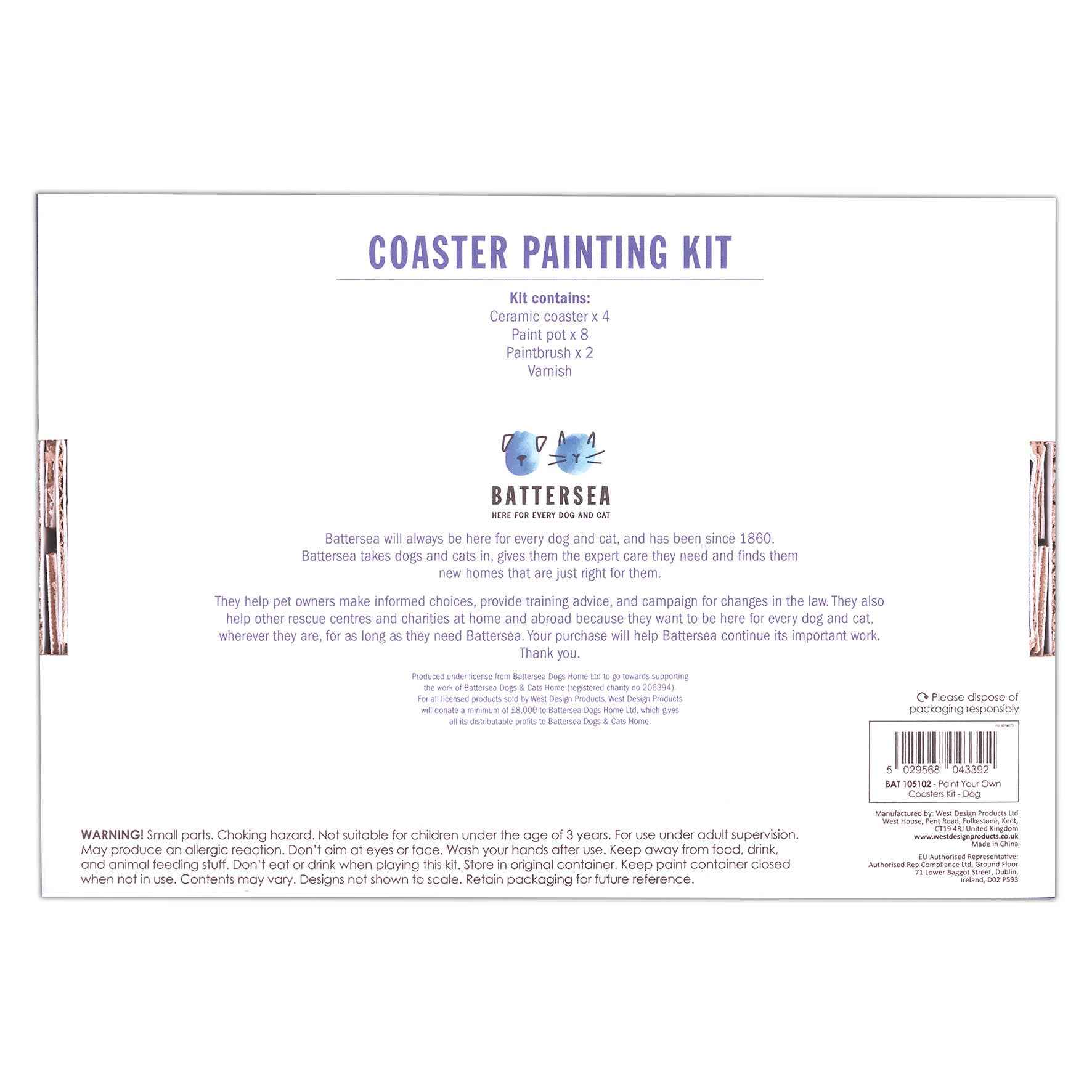 Battersea Paint Your Own Coaster Kit Dog, Painting Craft