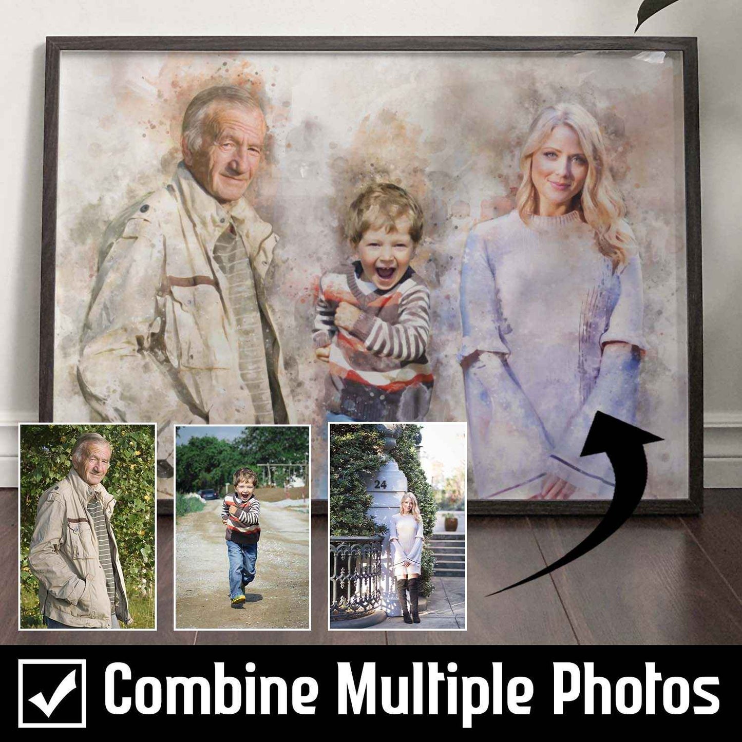 Fathers Day Personalised Watercolour Portrait