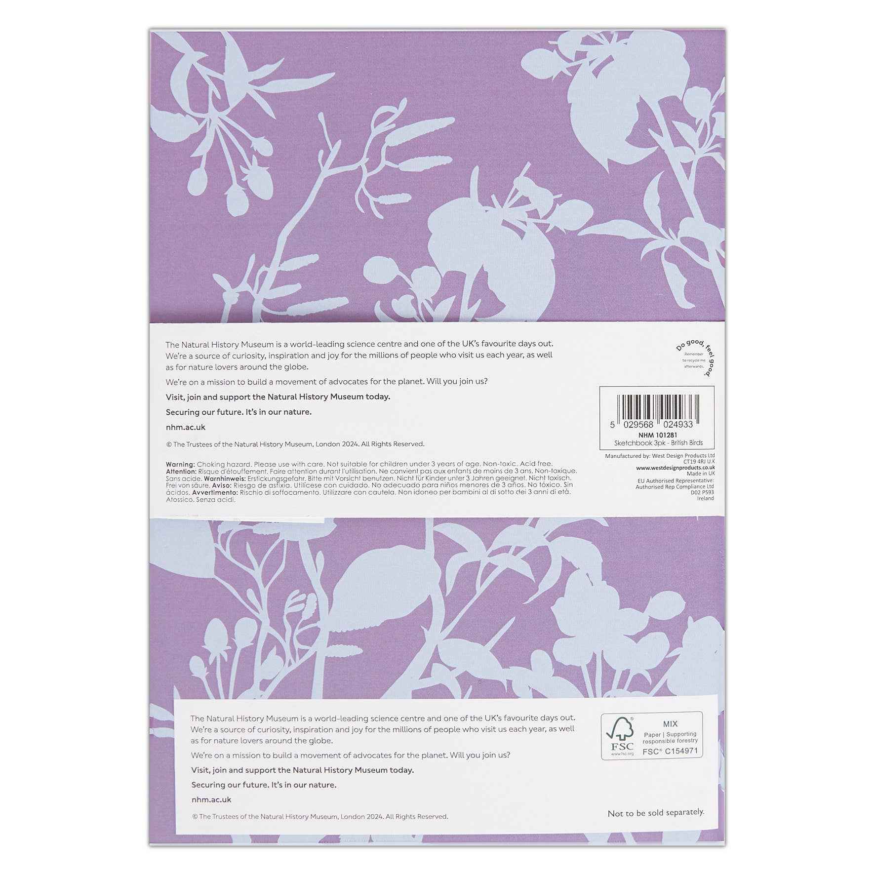 Natural History Museum A5 Sketchbooks, 3 Pack British Birds