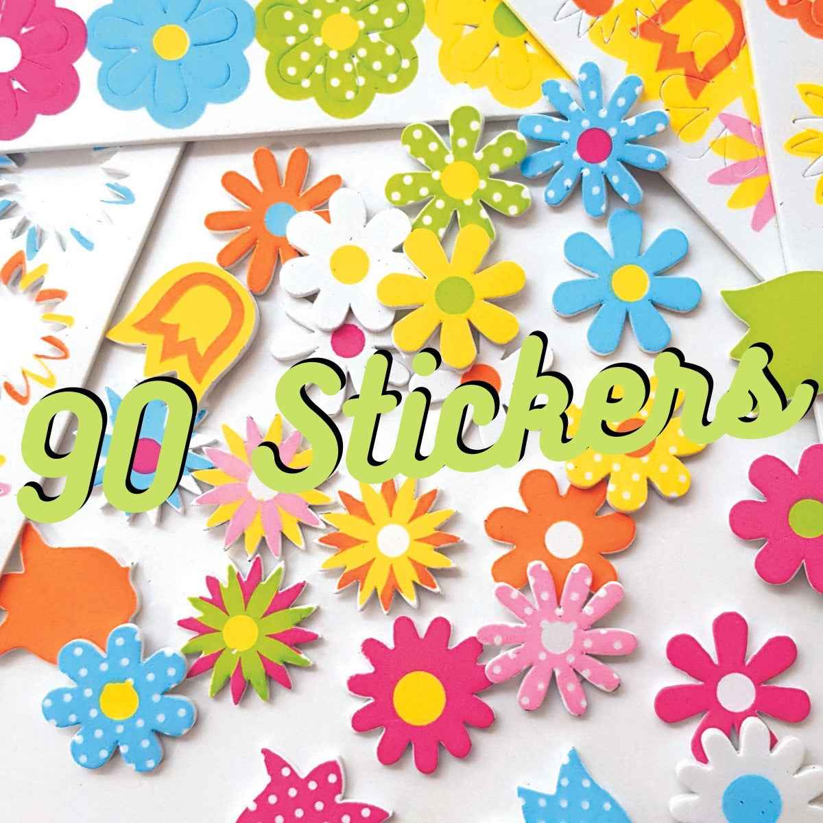 90 Foam 3D Flower Scrapbook Stickers For Childrens Valentines, Mothers Day & Easter Crafts